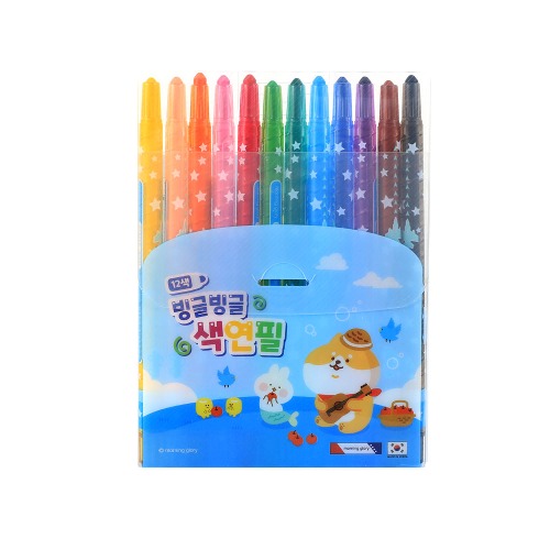 모닝글로리12색 색연필,빙글빙글색연필,핑크 블루